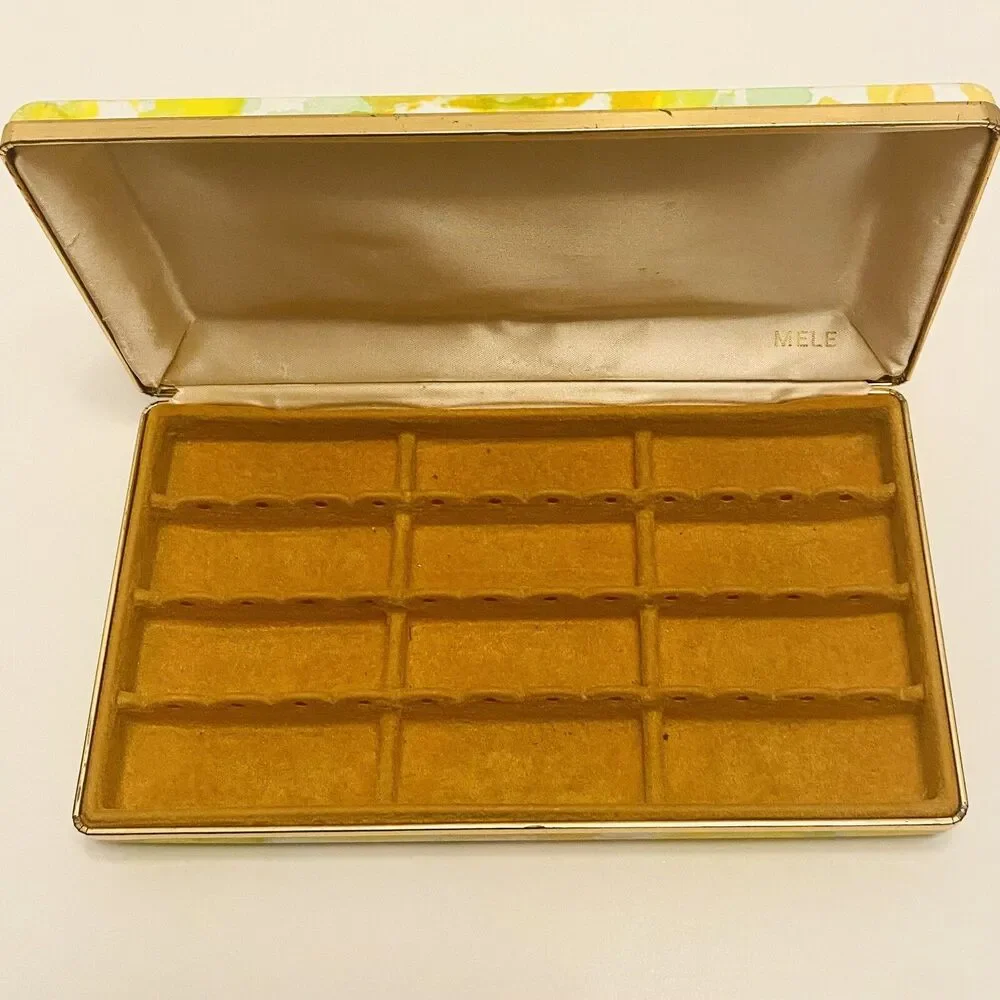 Mele Clamshell Jewelry Box Floral Bright Colorful Hard Travel Case Vintage